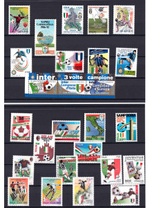 26 francobolli nuovi dedicati alle squadre Campioni D'Italia nel calcio